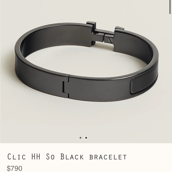 Black Hermes Men’s Clic HH bracelet T5 - Picture 2 of 11
